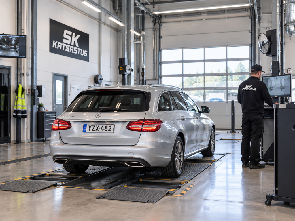 Auto katsastuslinjalla